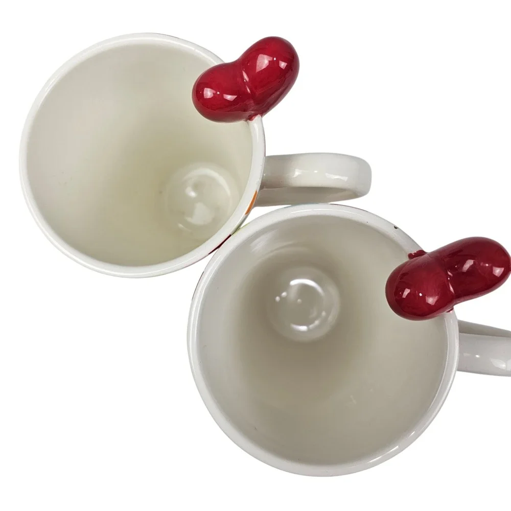 Target Valentine 2010 Heart Mugs Set of 2 Multicolor 3D Heart Rim Accent Ceramic
